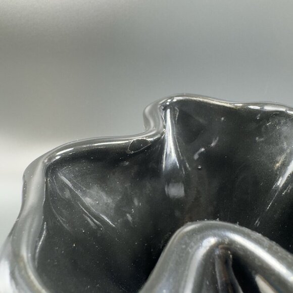 Vintage Haeger Black Paper Bag Shaped Pottery Vase Vessel Glazed Made In USA VTG - Picture 8 of 12